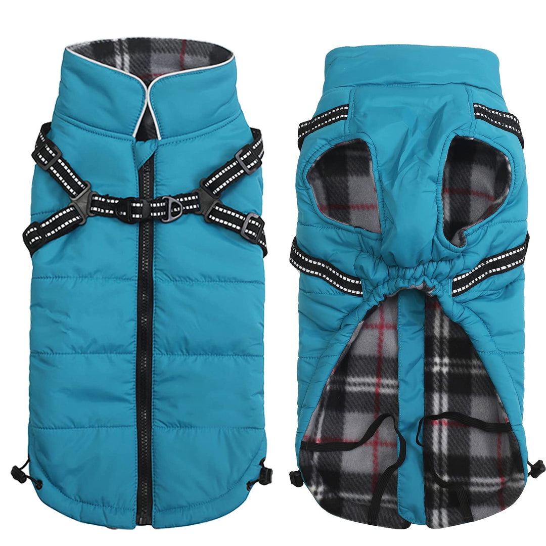 Pethiy -Super Warm Hunde wintermäntel mit Geschirr, Hundejacke mit Innenfleece, Wasserdichte Kleine