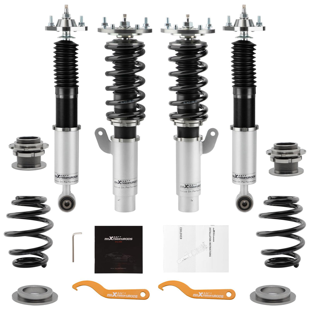 maXpeedingrods Sport-Gewindefahrwerk Fahrwerk Dämpfung einstellbar für 3er E46 grau
