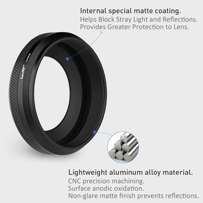 Haoge LH-X51B 2in1 Ultradünne Metall Gegenlichtblende Sonnenblende mit 49mm Adapterring für Fujifilm