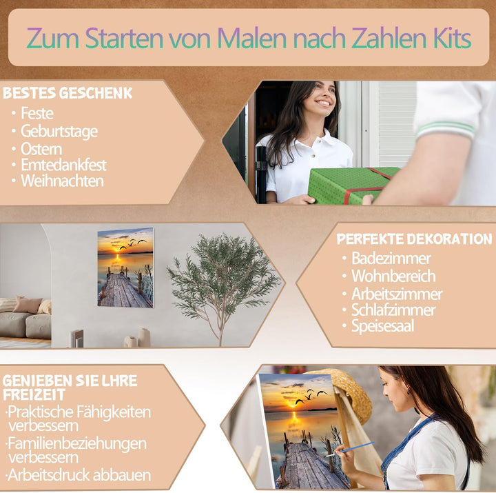 Malen Nach Zahlen Erwachsene Landschaft, Malen Nach Zahlen Knitterfreie Leinwand Bilder, Paint by Nu