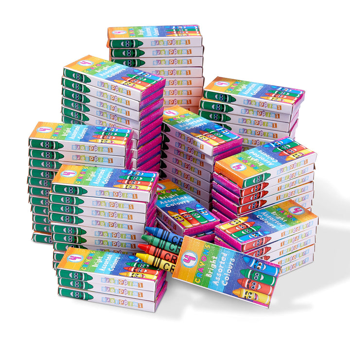 THE TWIDDLERS 144 Boxen Wachsmalstiften, 4 Farben - Gastgeschenke, Mitbringsel, Mitgebsel für Kinder