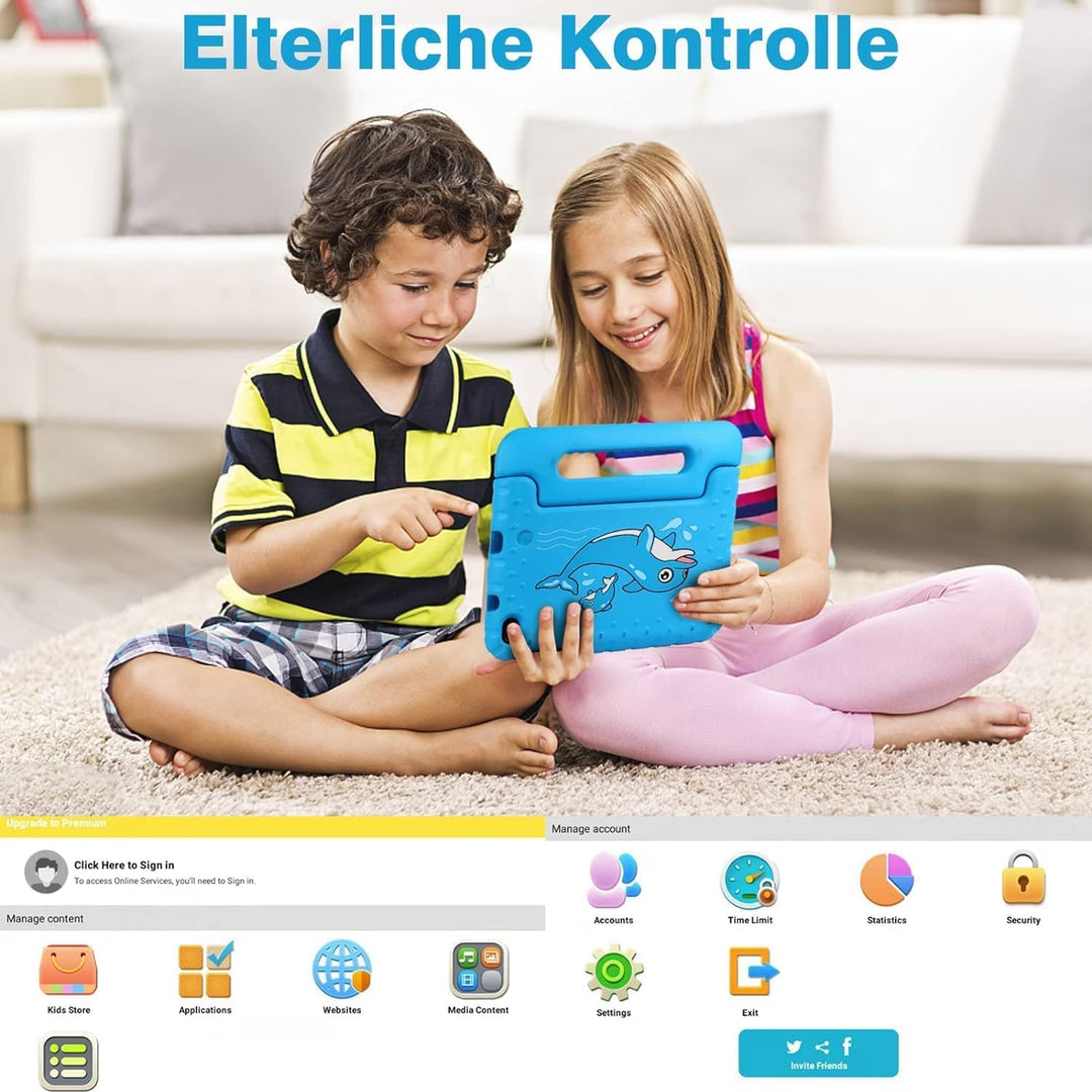 AOCWEI Tablet Android 13 7-Zoll für, 7GB RAM 64GB ROM/TF 512GB, Elterliche Kontrolle, Bildung + Spie