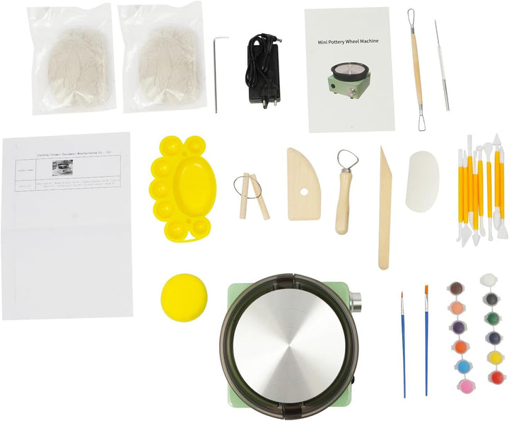 Töpferscheiben-Set 15cm Mini Elektrische Töpferscheibe Drehscheibe mit Zwei-Wege-Rotation, Tonrad mi