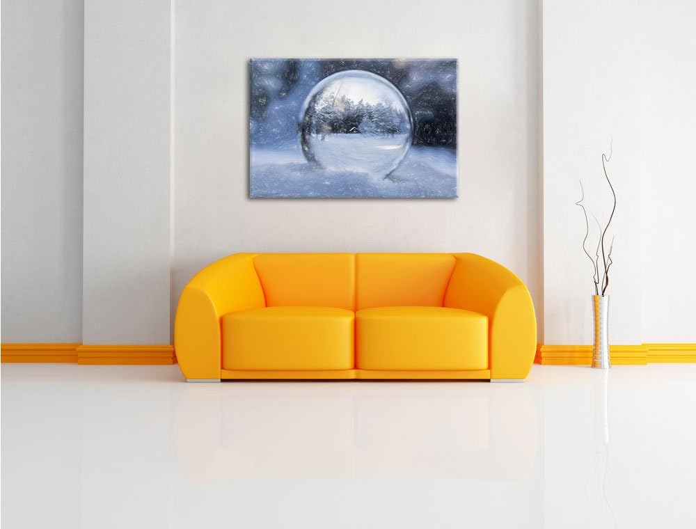 Pixxprint Eiskugel Winterlandschaft als Leinwandbild/Grösse: 100x70 cm/Wandbild/Kunstdruck/fertig be