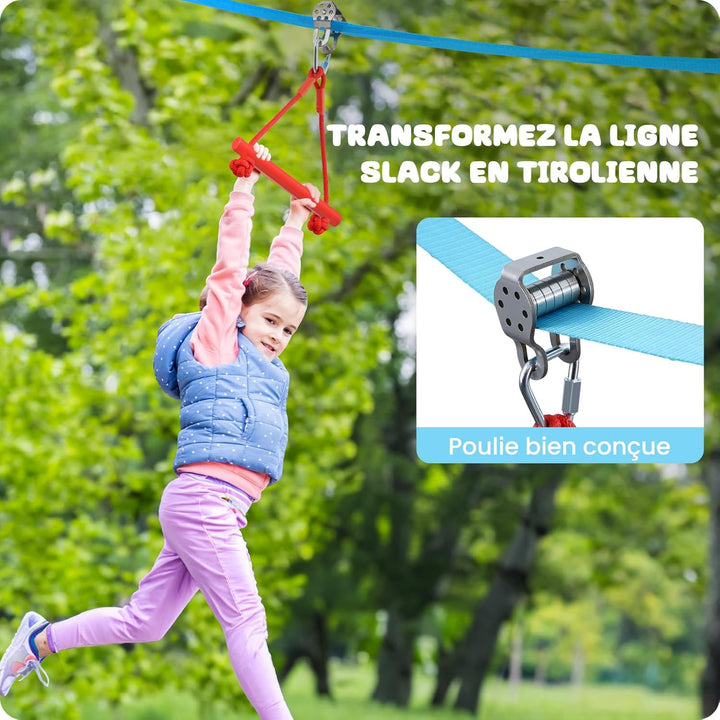 Hapfan Ninja Hindernisparcours, 15 m × 2 Slackline mit 8 Hindernissen zum Aufhängen, Unisex, Slackli