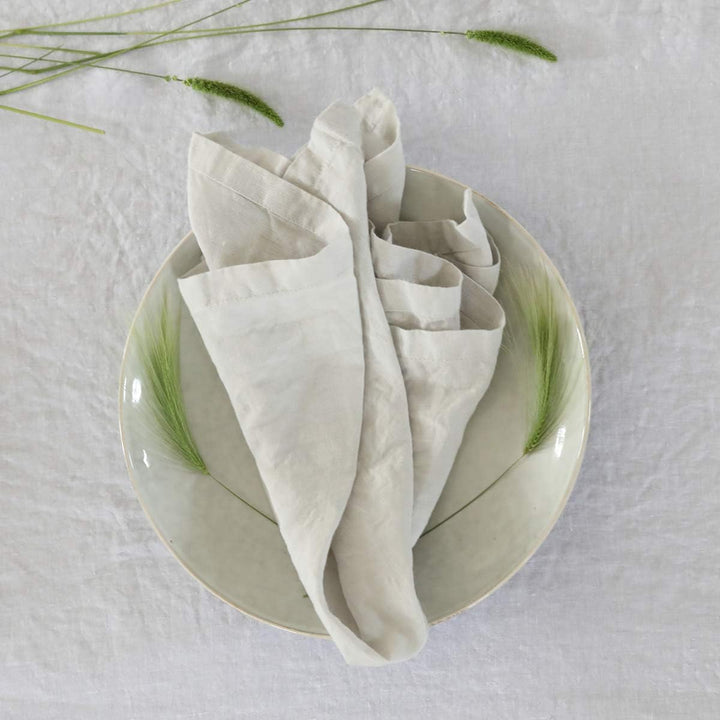 Linenme Stone Washed Servietten, Silber, 53 x 53 cm, 4 Stück 53x53x0.5 cm, 53 x 53 cm (4er Set)