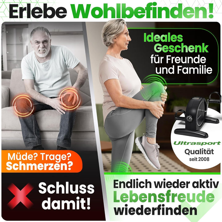 Ultrasport Pedaltrainer für Zuhause CE Zertifiziert inkl. Antirutsch-Matte und Gurt I Extraleiser Ar