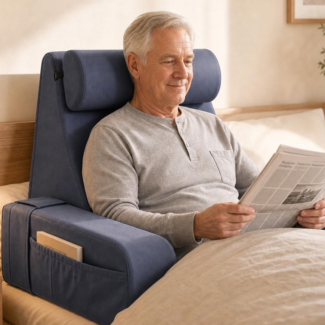 Lesekissen für Bett und Sofa, Ergonomisches Rückenkissen mit kühlendem Eisseide-Bezug, Memoryschaum,