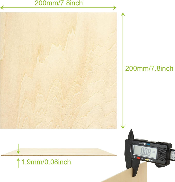 SENENQU 20 Stück Lindenholz 2 mm, Sperrholzplatte Holz Sperrholz 200 x 200 mm x 2 mm, Holzplatten zu