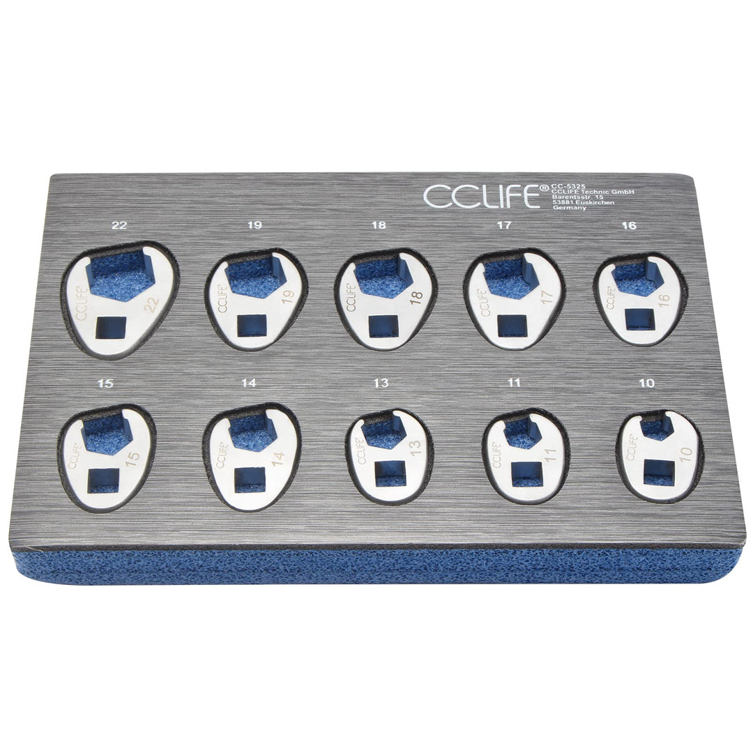 CCLIFE 10tlg Hahnenfussschlüssel Hahnenfuss Schlüssel Steckschlüssel Drehmoment 1/2" 3/8" Aussenvier