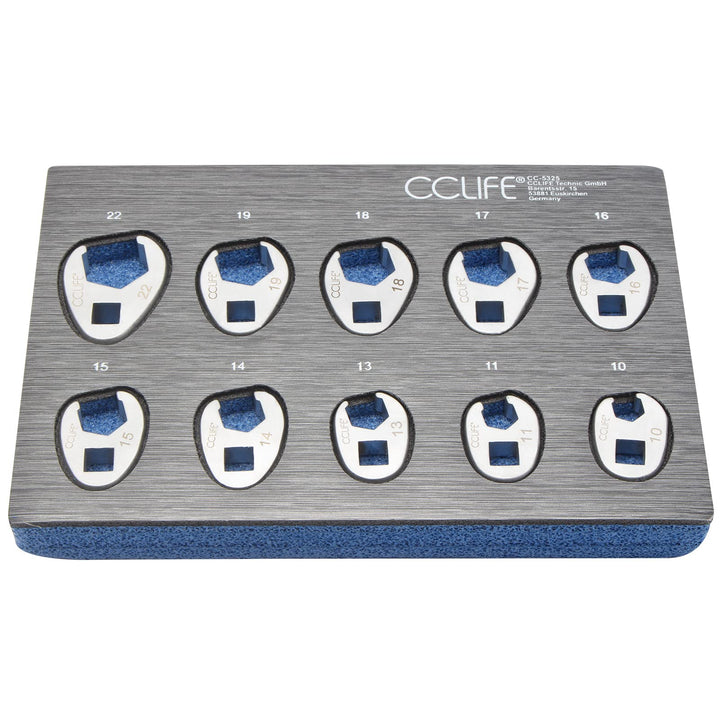 CCLIFE 10tlg Hahnenfussschlüssel Hahnenfuss Schlüssel Steckschlüssel Drehmoment 1/2" 3/8" Aussenvier