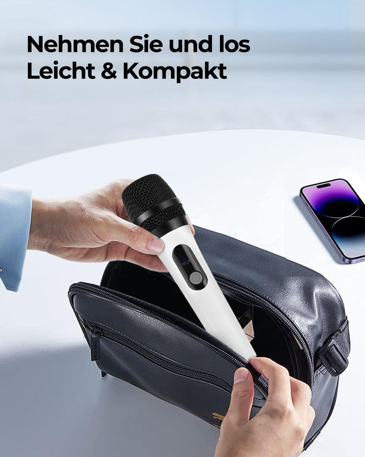 ALPOWL Kabelloses Mikrofon, Duales Digitales Dynamisches Bluetooth Mikrofon mit wiederaufladbarem Em