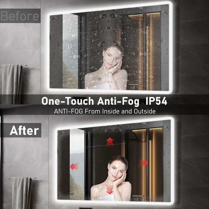 Bluetooth Badezimmerspiegel mit Beleuchtung LED, 70x100cm Spiegel mit Light, Wandspiegel mit Frontbe