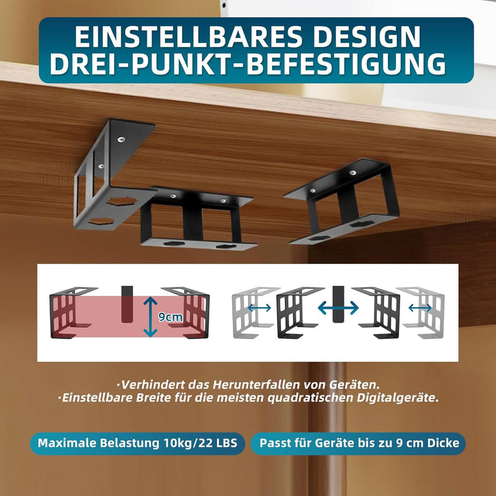 ohbien Multifunktionale Untertisch, Laptop Halterung unter Schreibtisch < 9cm, Wandhalterung für Lap