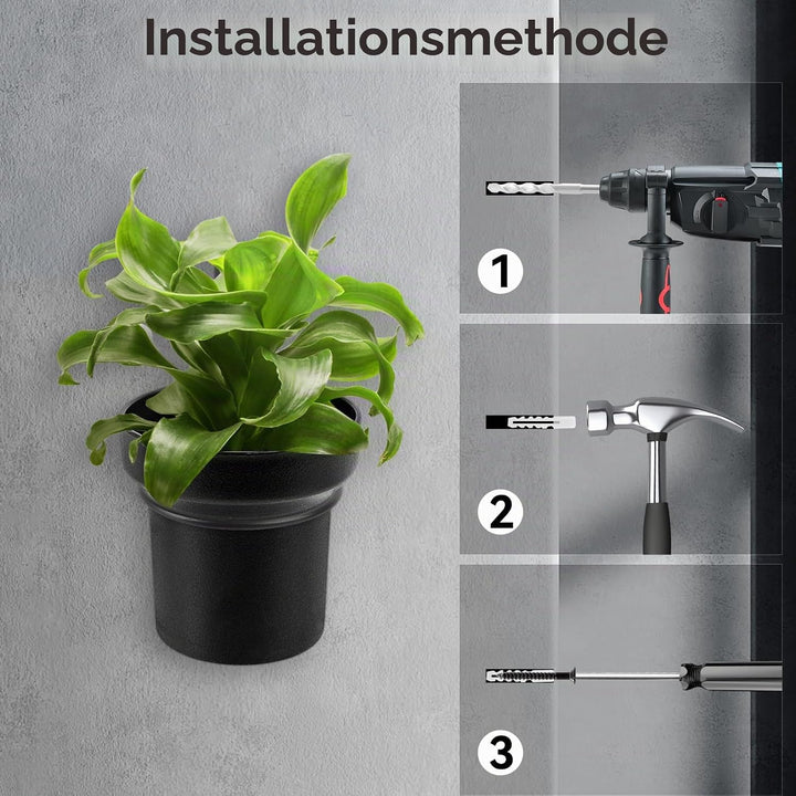 HA BIN Wandblumentopf für Akustikpaneele – 2er-Set kleine PP-Blumentöpfe Ø10×H10cm mit Halterungen f