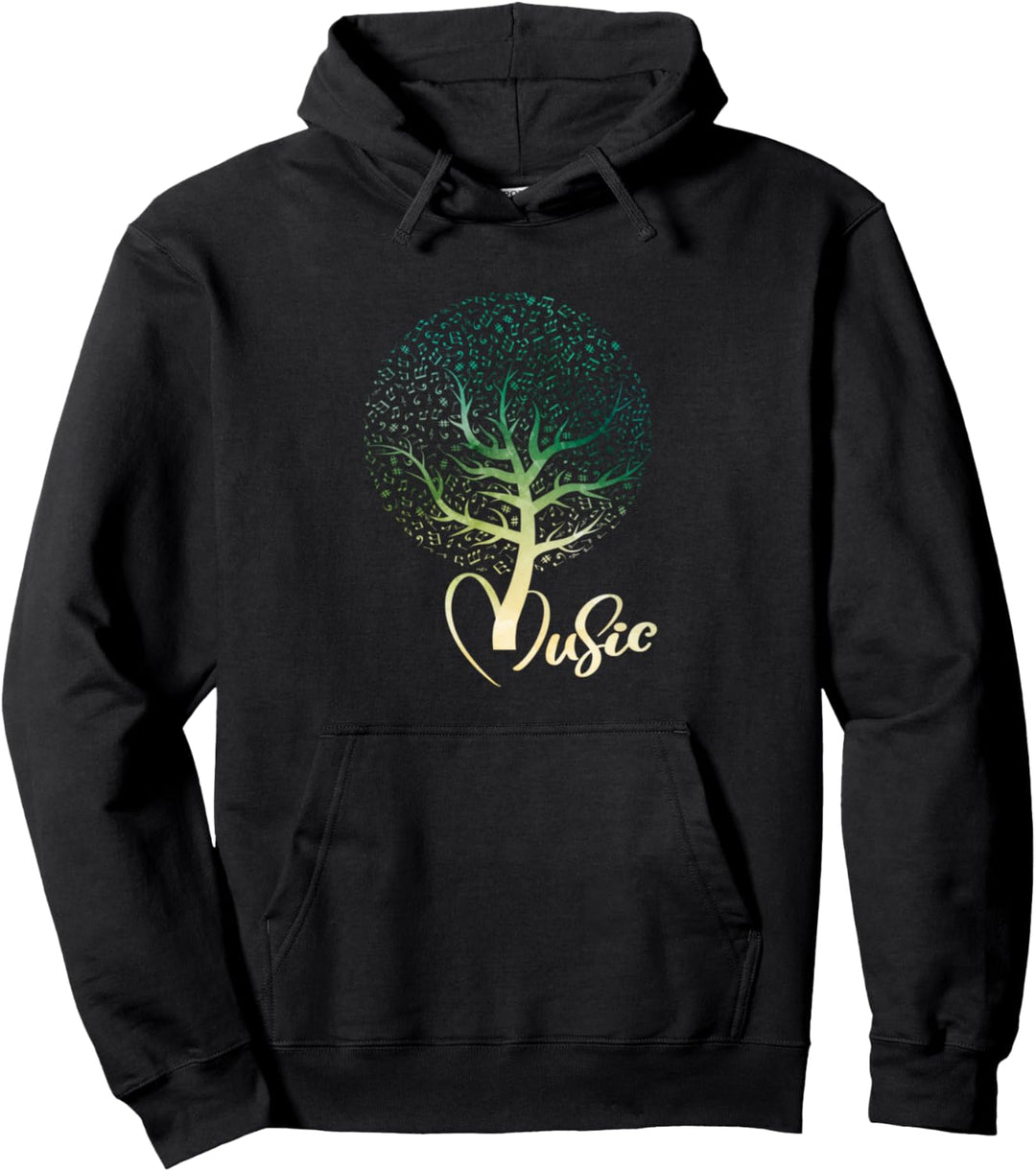 Musik Noten Baum Geschenk für Bassisten und Gitarrenspieler Pullover Hoodie