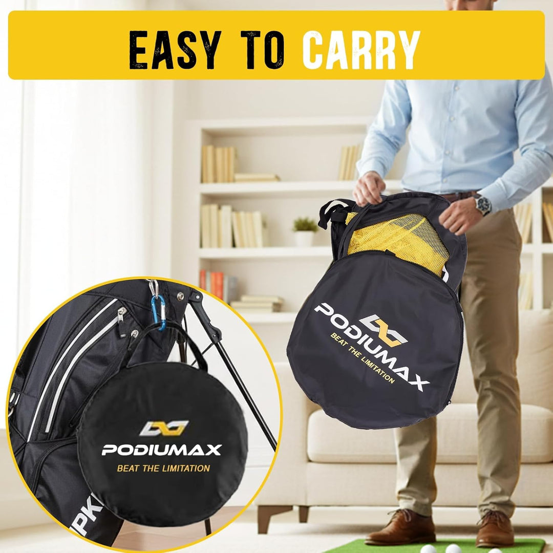 PodiuMax Golf Netz, 3x2.1M / 60x50x64CM Einfach Aufzubauendes Golfnetz Übungsnetz für Outdoor Indoor