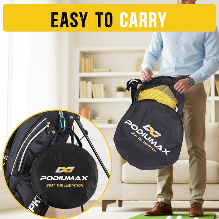 PodiuMax Golf Netz, 3x2.1M / 60x50x64CM Einfach Aufzubauendes Golfnetz Übungsnetz für Outdoor Indoor