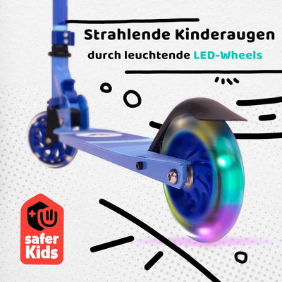 Apollo Scooter LED - Moonracer City Scooter mit Federung, Roller klappbar Tretroller Kinder ab 4 Jah