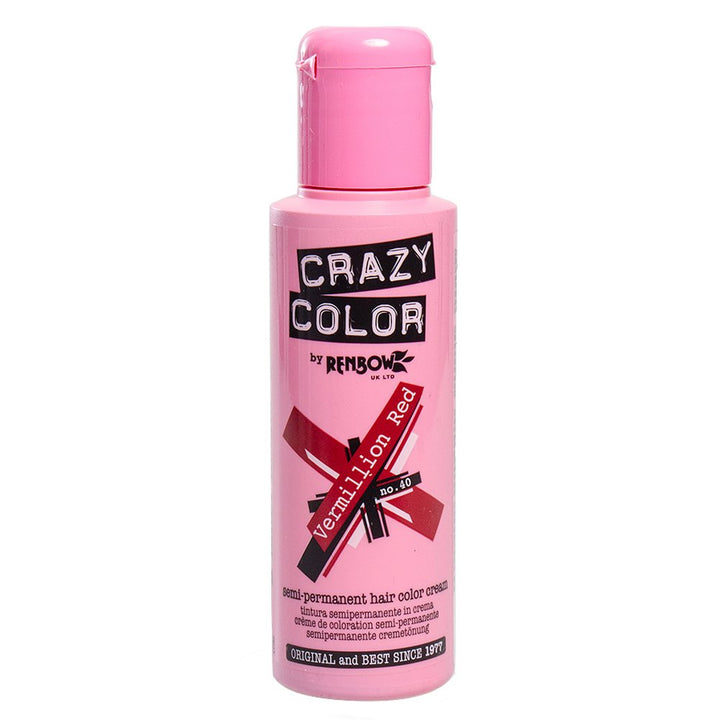 Crazy Color Semi Permanent Hair Colour Dyes by Renbow 100ml Vermillion Red 40 Braun 100 ml (1er Pack