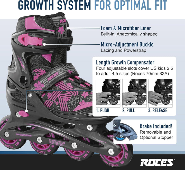 Roces Mädchen Jokey 3:0 Inline Skates 38 Black-Pink, 38 Black-Pink