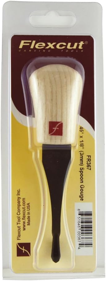 FLEXCUT Palmlöffel, Hartstahl, massiver Eschenholzgriff, 1/8 Zoll, 45 Grad (FR367) 45 Degrees - 1/8