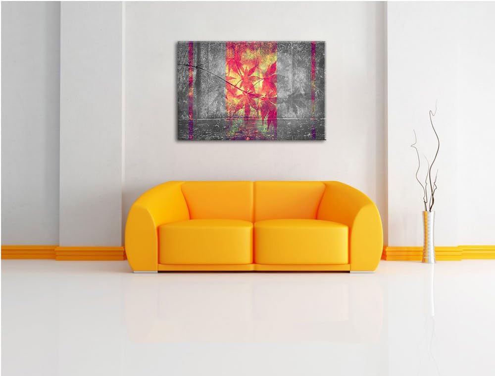 pinke Ahornblätter über Wasser schwarz/weiss Format: 100x70 auf Leinwand, XXL riesige Bilder fertig