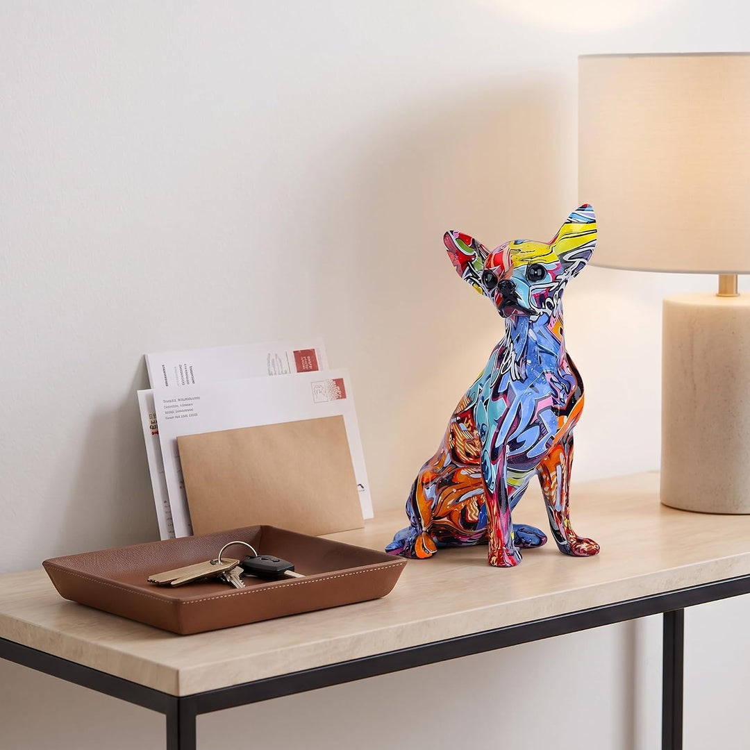 suruim Bunt Chihuahua Figur Deko, Bulldogge, Chihuahua, Hund, Statue, Wohnzimmer, Ornamente, Haus, E