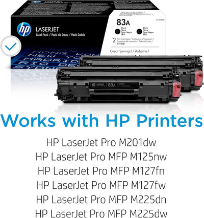 HP CF283AD 83A Original LaserJet Tonerkartuschen, Schwarz, Doppelpack Multipack Single, Multipack Si