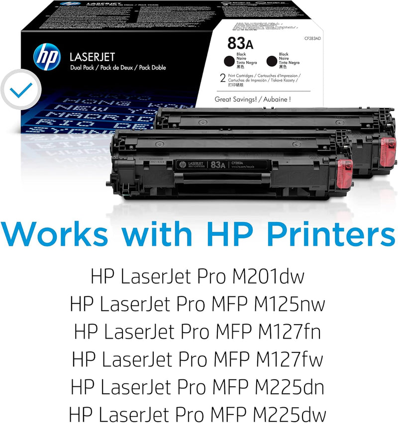 HP CF283AD 83A Original LaserJet Tonerkartuschen, Schwarz, Doppelpack Multipack Single, Multipack Si