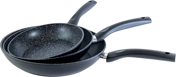 Pradel Excellence, P0002063/55005Mn, Set 3 Pfannen 20,24,28 cm + 2 Töpfe 18,20 cm, Steinoptik, schwa