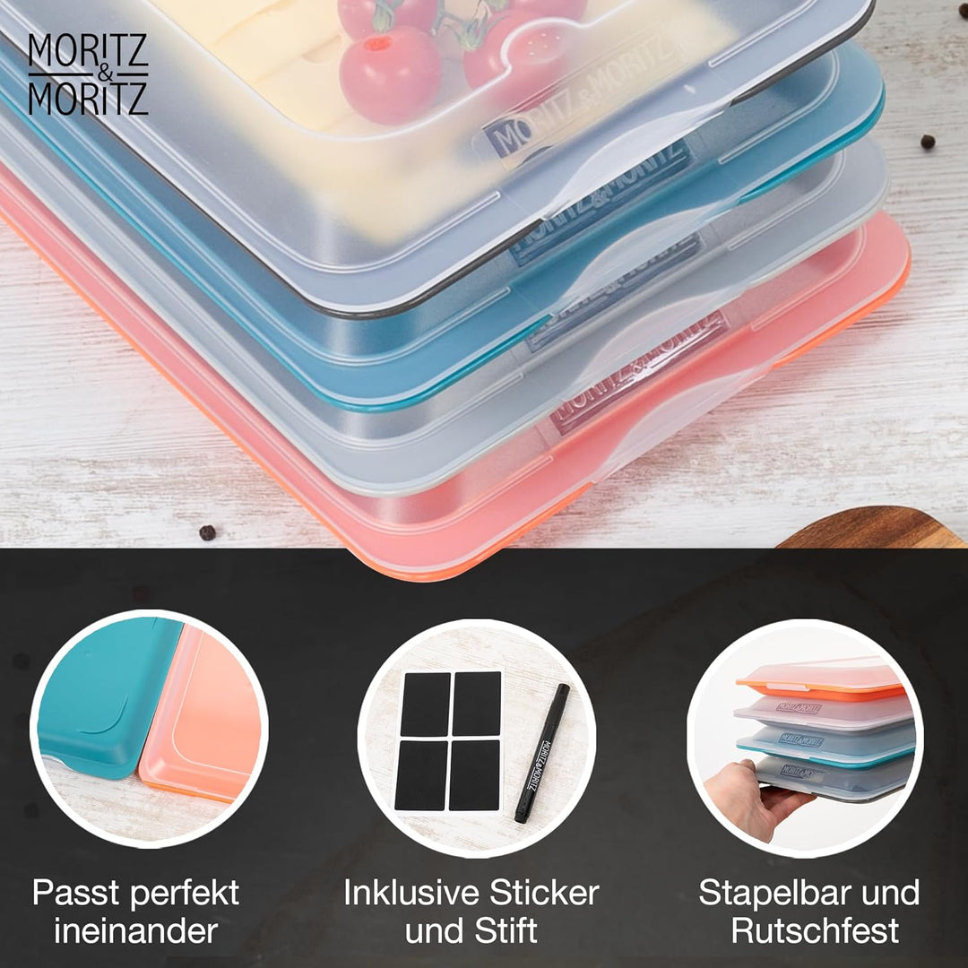 Moritz & Moritz 8er Set Aufschnittbox stapelbar - Frischhaltedosen mit Deckel zur Aufbewahrung von W