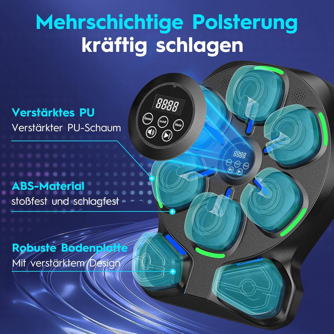 RevFit Music Boxing Machine mit LED-Lichtern, Bluetooth, 9 Geschwindigkeitsmodi & Zählmodus, Elektro