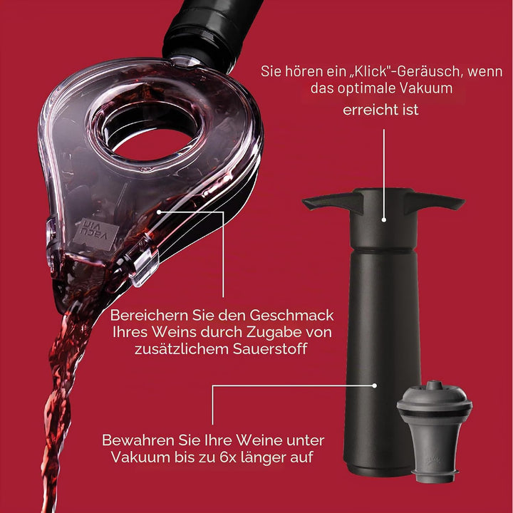 Vacu Vin 3890760 Air Deluxe Wine Accessory Set, Kunststoff, Schwarz
