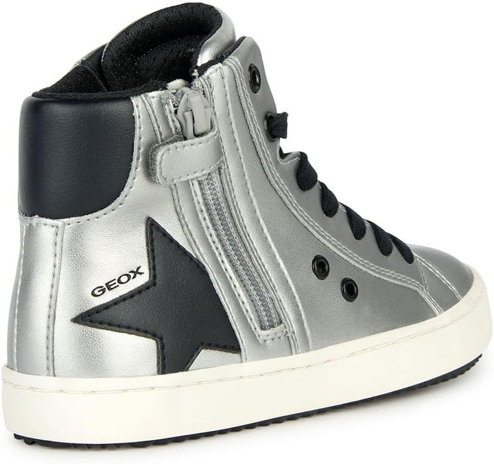 Geox Mädchen J Kalispera Girl A Sneaker 24 EU Dk Silver Black, 24 EU Dk Silver Black