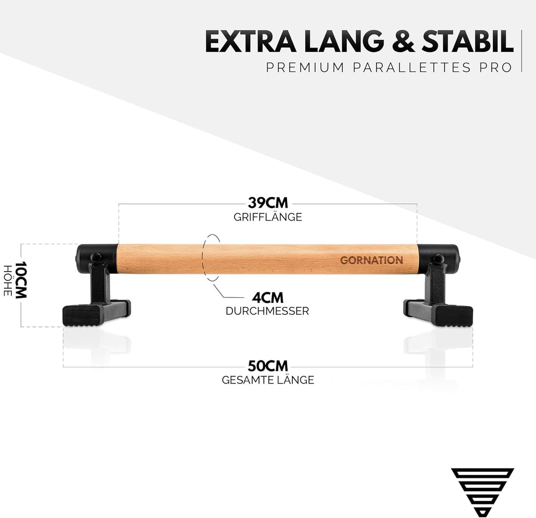GORNATION Parallettes, inkl. Grip Tape, Calisthenics Equipment für Handstand & Push Ups, Liegestützg