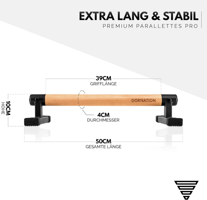 GORNATION Parallettes, inkl. Grip Tape, Calisthenics Equipment für Handstand & Push Ups, Liegestützg