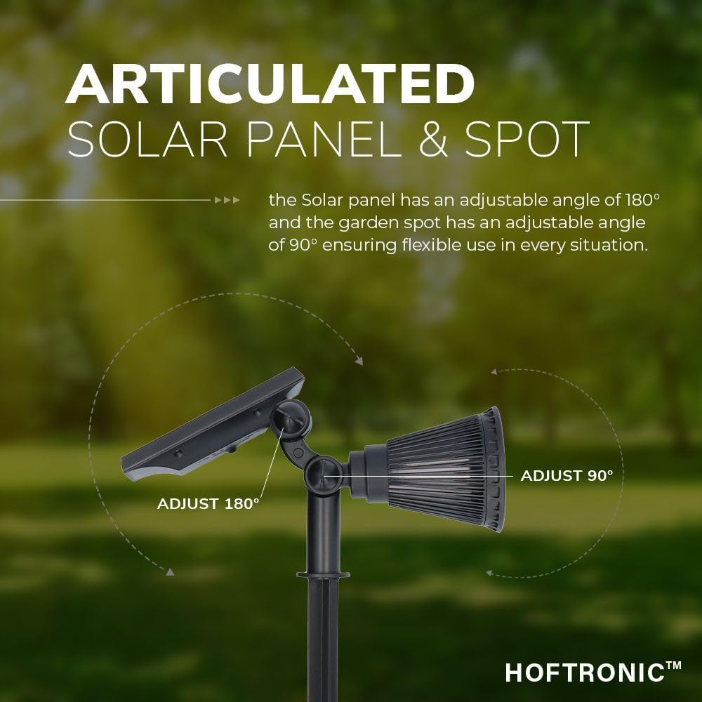 HOFTRONIC - Solar Gartenstrahler Bend IP65 Wasserdicht 6000K Gartenleuchte LED Solarlampen für Ausse