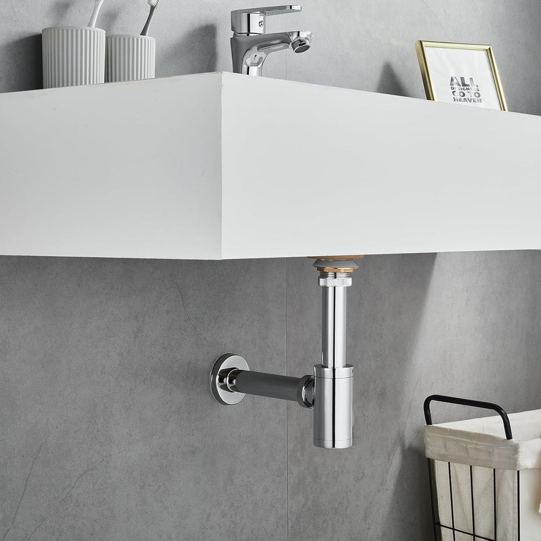 KEOKBON Universal- 1 1/4 Zoll x 32mm Siphon für Waschbecken & Waschtisch - Abflussgarnitur passgenau
