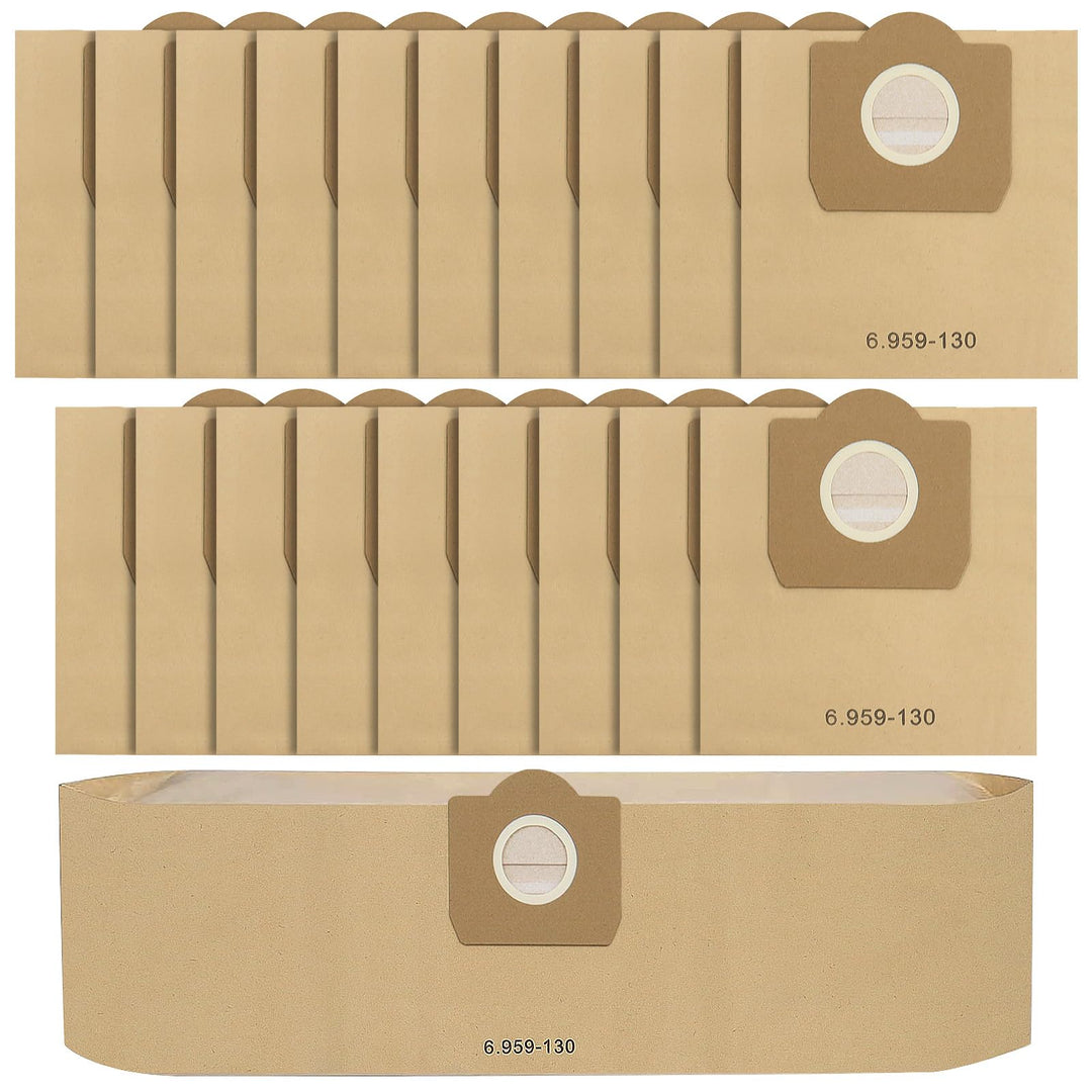 Fishoney 20 Stück WD3 Staubsaugerbeutel für Kärcher 6.959-130.0, Papier filterbeutel für WD3 1629 MV