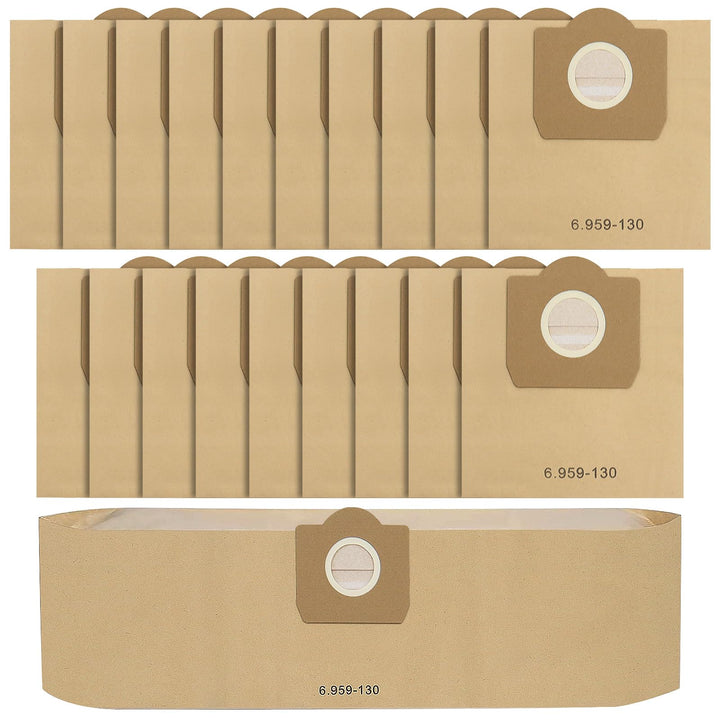 Fishoney 20 Stück WD3 Staubsaugerbeutel für Kärcher 6.959-130.0, Papier filterbeutel für WD3 1629 MV
