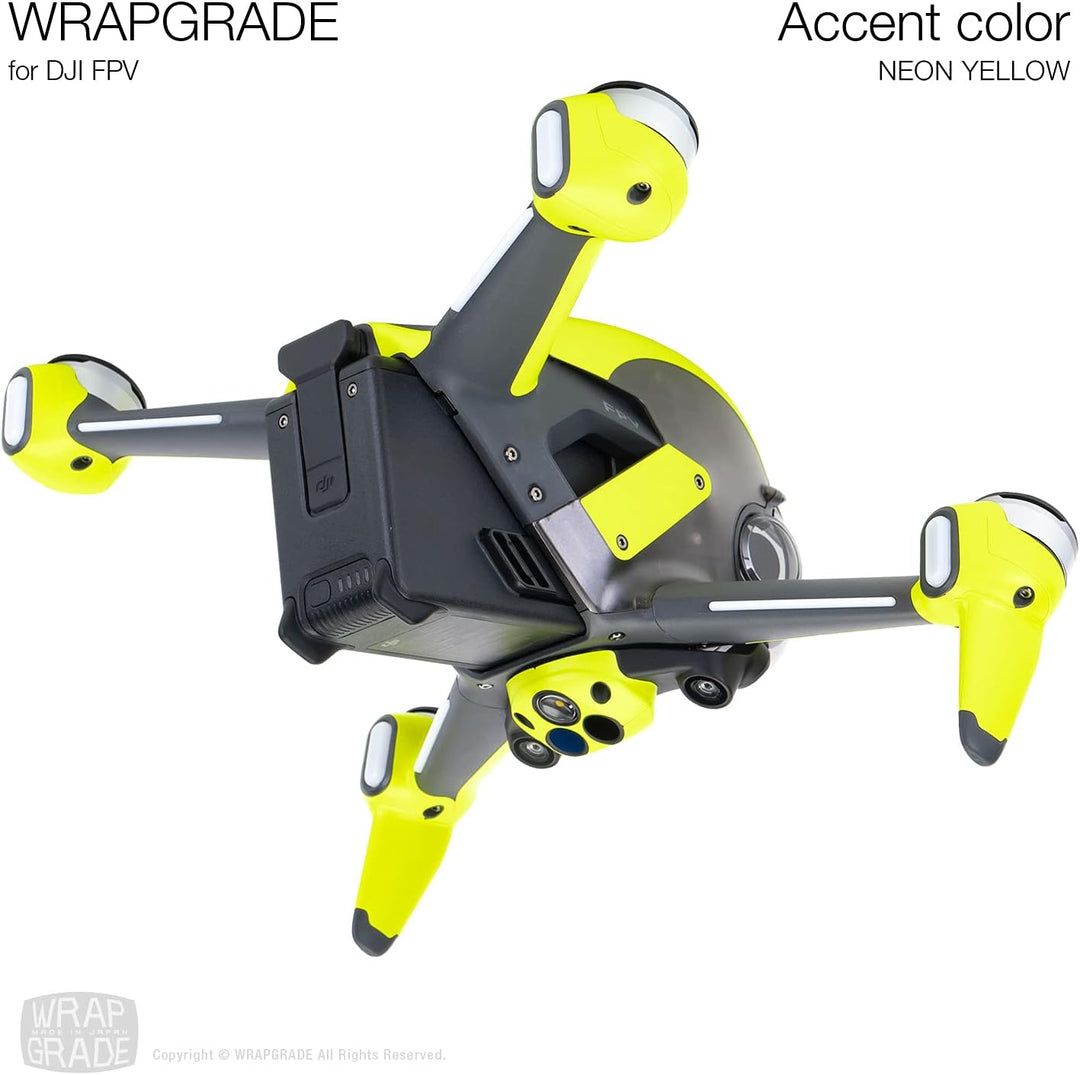 WRAPGRADE Skin Kompatibel mit DJI FPV | Accent Color (NEON YELLOW), Neon Yellow