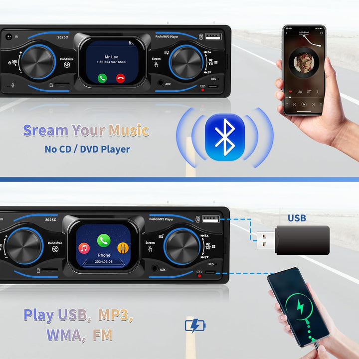 Hikity 1 Din Autoradio mit Touchscreen, Radio 1 DIN mit FM, Bluetooth,USB/SD/AUX-IN, Freisprecheinri