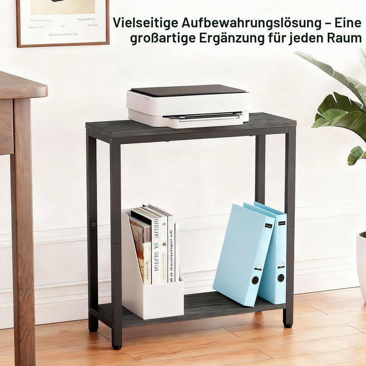 MISSLO Beistelltisch Couch, Kleiner Tisch mit Metallgestell, Schmaler Nachttisch für Wohnzimmer, Sch