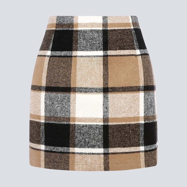 Rock Herbsst Damen Minirock Ausgestellte A-Linie Faltenröcke Mini Karierter Rock intage Elegant Figu