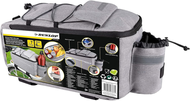 Dunlop Bike Fahrradtasche für Gepäckträger - 7 Liter Kühltasche Klettverschluss mit Zusätzlichen Sta