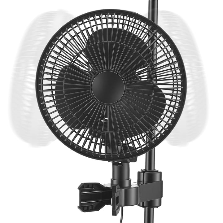 Grow Clip-Ventilator 25W, Oszillierender Klemmbar 22cm Durchmesser für Growzelt Growbox mit 1.5m lan