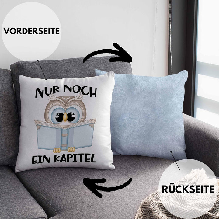 Trendation Leseratte Geschenk Kissen mit Füllung 40x40 Nur Noch EIN Kapitel Bücher Lesen Bücherwurm