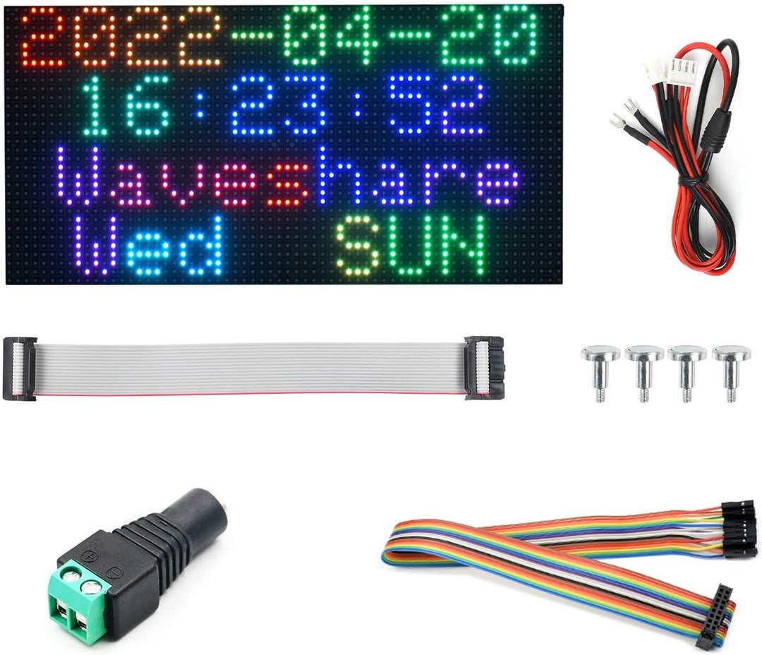 Waveshare RGB Full-Color LED Matrix Panel 4mm Pitch 64×32 Pixels 2048 Individual RGB LEDs Adjustable