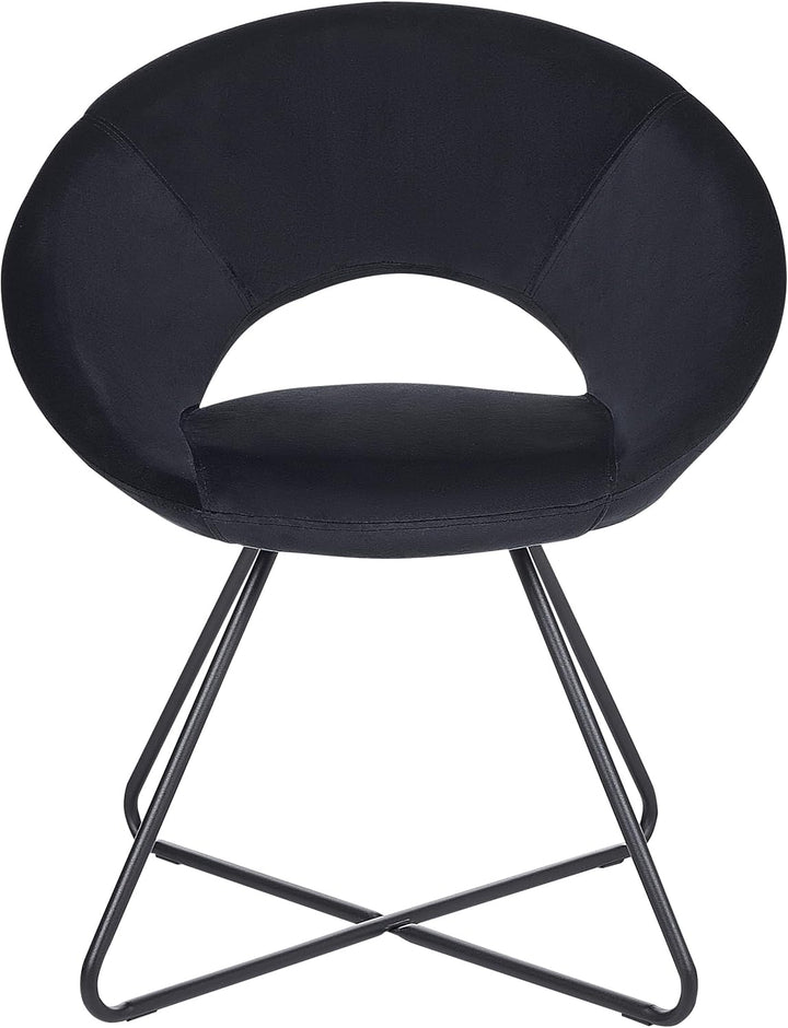 Sessel rund Samt schwarz mit Metallgestell Kufengestell Glamourös Retro Rachel